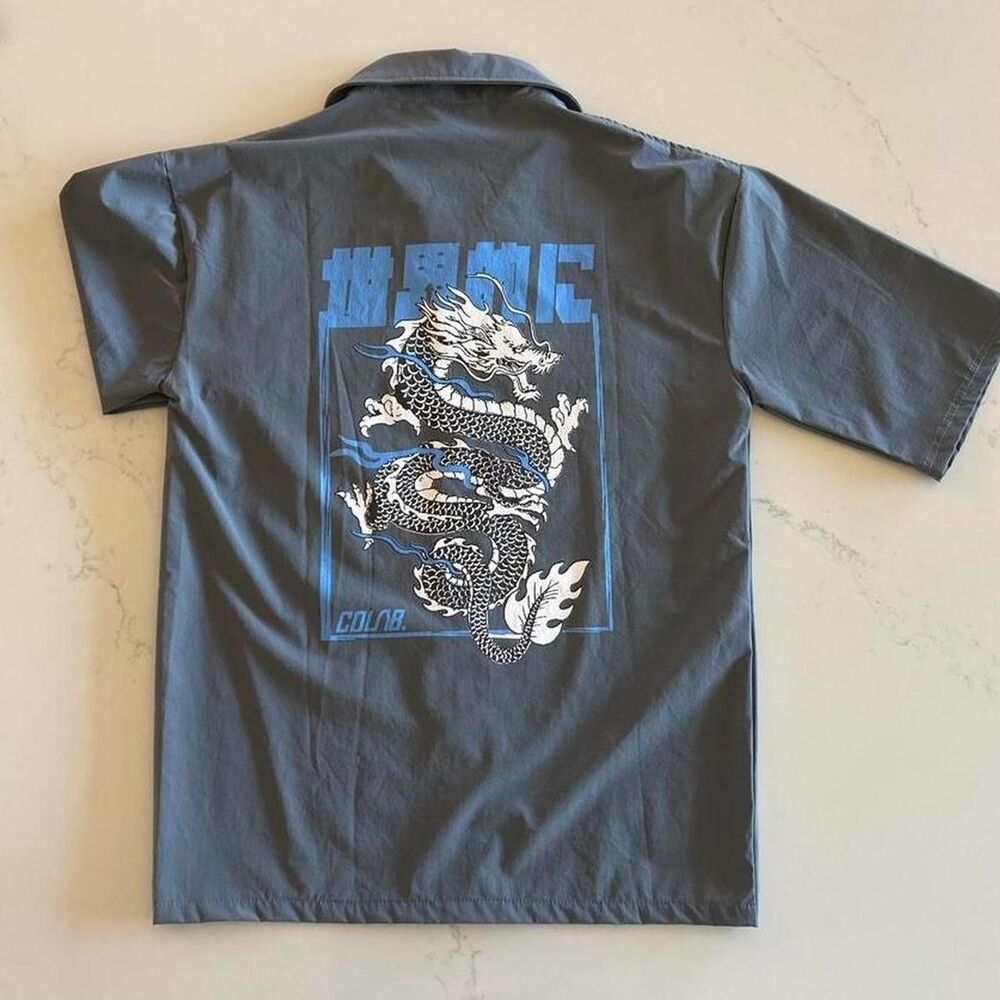 H-m Men's Grey and Blue Shirt
